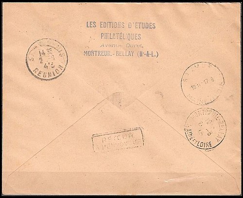 Saumur - Aérogramme Saumur - La Réunion (retour) saumur-La Reunion-Verso